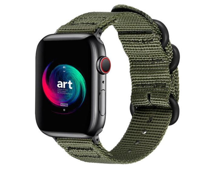 Nylon Braided Strap Υφασμάτινο Λουράκι Apple Watch 42/44/45/49mm (1/2/3/4/5/6/7/8/SE/ULTRA) Army Green
