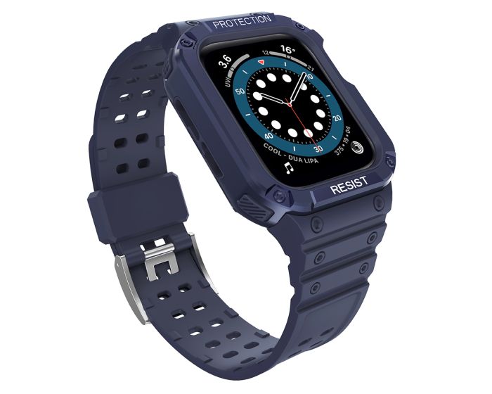 Protect TPU Strap Band with Case Blue - Ανθεκτικο Λουράκι Θήκη για Apple Watch 42/44/45/49mm (1/2/3/4/5/6/7/8/9/SE/ULTRA)