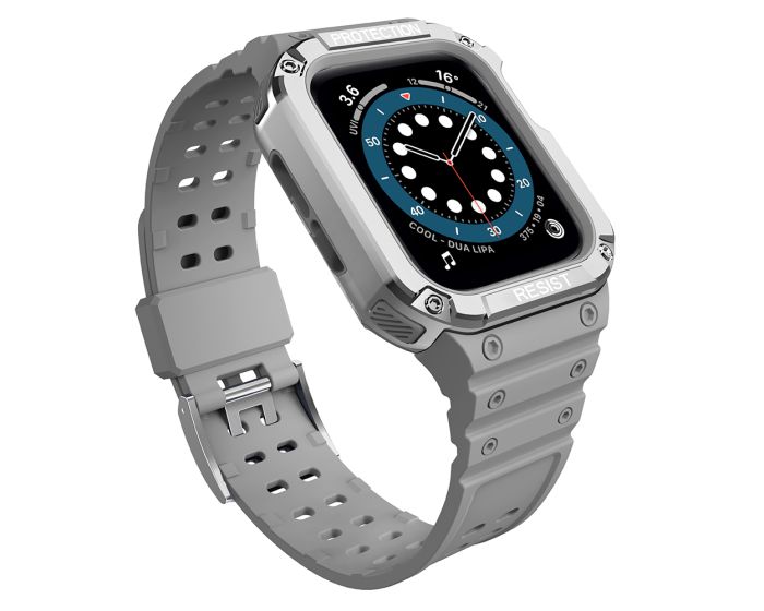 Protect TPU Strap Band with Case Grey - Ανθεκτικο Λουράκι Θήκη για Apple Watch 42/44/45/49mm (1/2/3/4/5/6/7/8/9/SE/ULTRA)