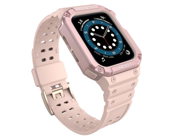 Protect TPU Strap Band with Case Pink - Ανθεκτικο Λουράκι Θήκη για Apple Watch 42/44/45/49mm (1/2/3/4/5/6/7/8/9/SE/ULTRA)