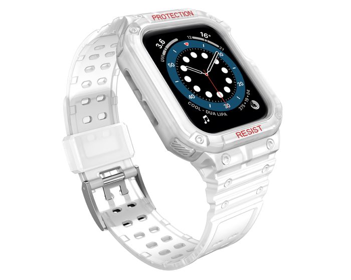 Protect TPU Strap Band with Case Transparent - Ανθεκτικο Λουράκι Θήκη για Apple Watch 42/44/45/49mm (1/2/3/4/5/6/7/8/9/SE/ULTRA)