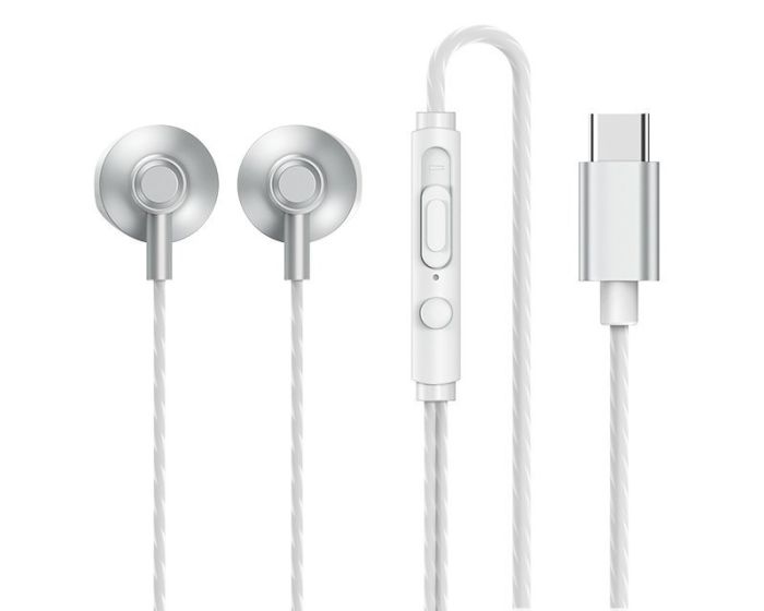 Remax RM-711a In-Ear Headphones Type-C Hands Free Ακουστικά - Silver