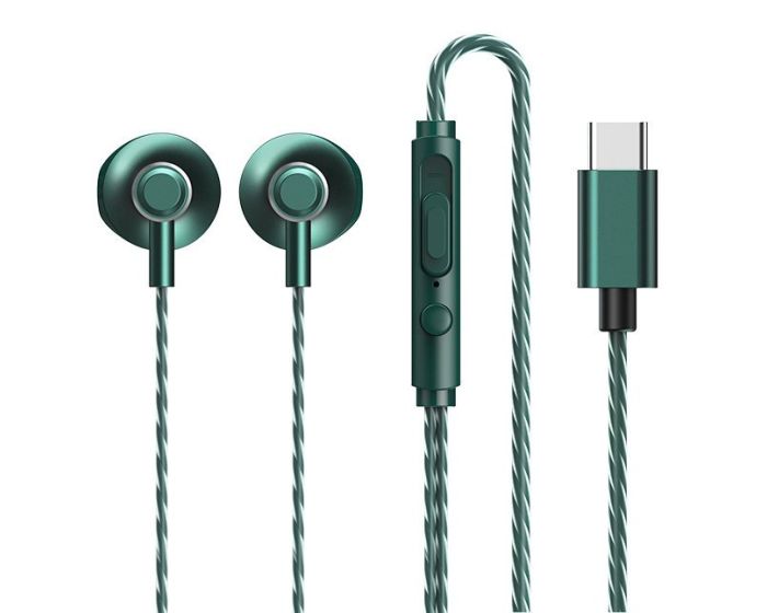 Remax RM-711a In-Ear Headphones Type-C Hands Free Ακουστικά - Green