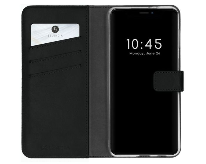 Selencia Era Genuine Leather Wallet Case Δερμάτινη Θήκη Πορτοφόλι - Black (iPhone 13 Mini)