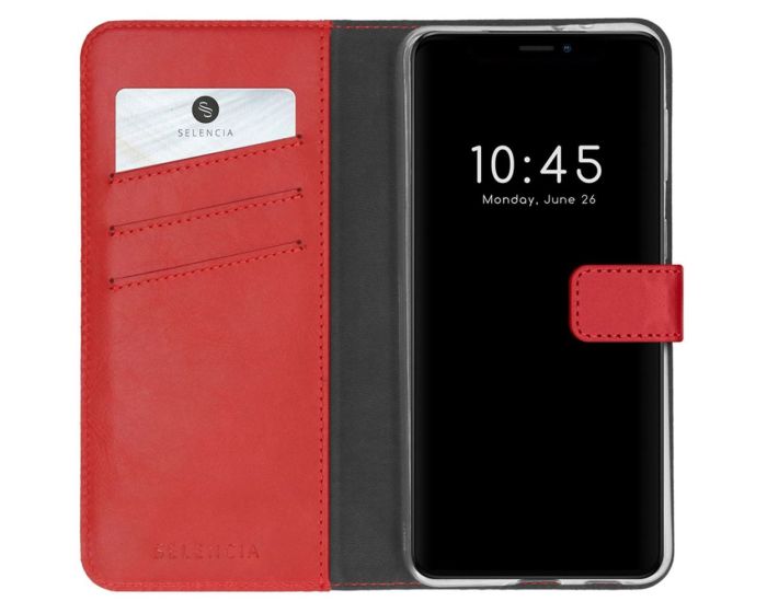 Selencia Era Genuine Leather Wallet Case Δερμάτινη Θήκη Πορτοφόλι - Red (iPhone 13 Pro Max)