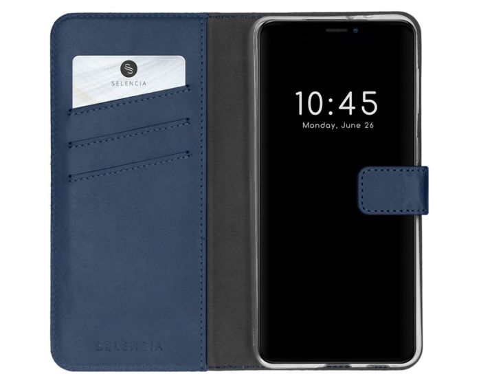 Selencia Era Genuine Leather Wallet Case Δερμάτινη Θήκη Πορτοφόλι - Blue (iPhone 13 Pro)