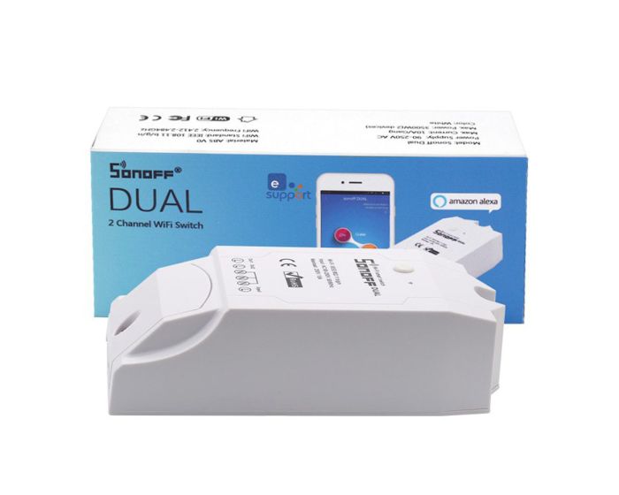 Sonoff DUAL R2 Wireless Dual Channel Switch (IM160811001) Ενδιάμεσος Διακόπτης με 2 Κανάλια - Λευκό