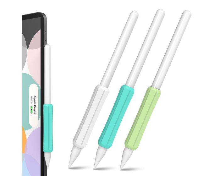 Stoyobe Silicone Holder Set 3x Λαβές Σιλικόνης για Apple Pencil 1/2 / Huawei M-Pencil - Turquoise / Light Green / White
