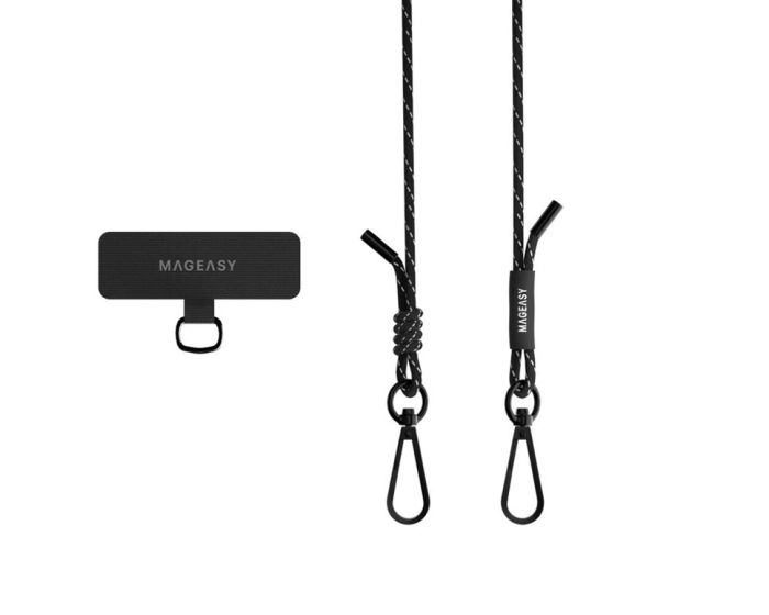 MagEasy Strap + Strap Card (MPHIPH063RL22) Universal Neck Strap Λουράκι - Reflect Black