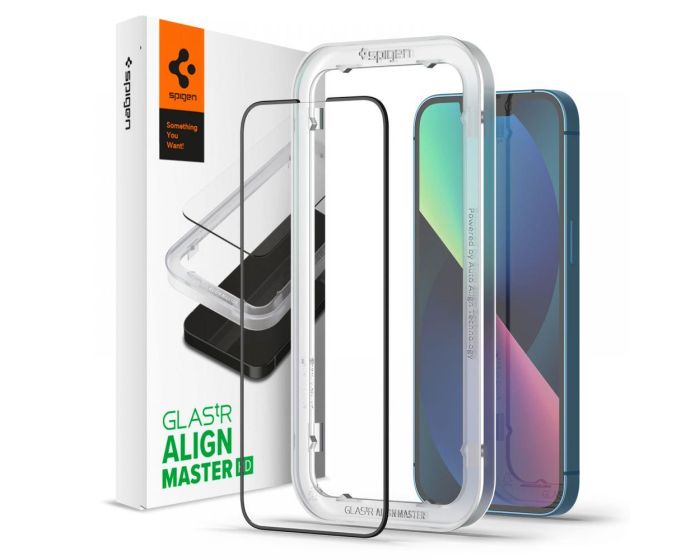 Spigen ALM Glas.tR Premium Tempered Glass (AGL03725) Black (iPhone 13 / 13 Pro / 14)