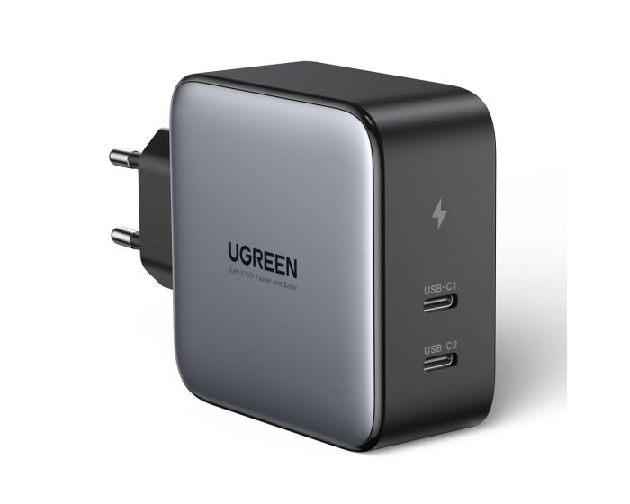 UGREEN Fast Wall Charger 2x Type-C QC3.0 PD 100W (50327) Αντάπτορας Φόρτισης - Gray
