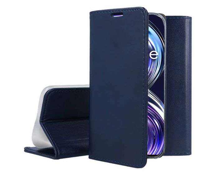 Forcell Magnet Wallet Case Θήκη Πορτοφόλι με δυνατότητα Stand Navy Blue (Realme 8i)