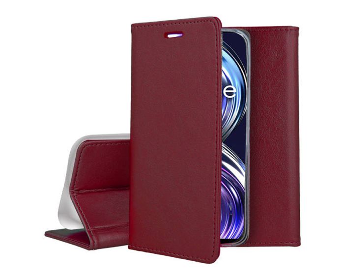 Forcell Magnet Wallet Case Θήκη Πορτοφόλι με δυνατότητα Stand Βurgundy (Realme 8i)