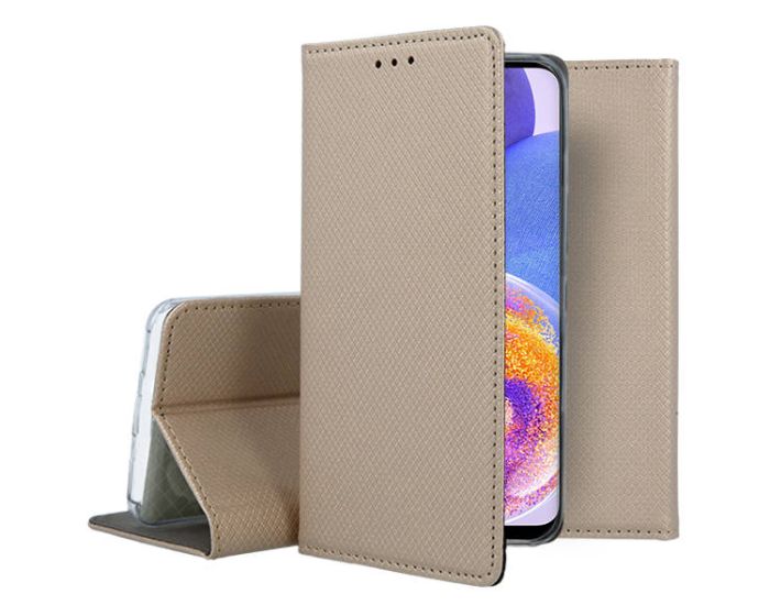 Forcell Smart Book Case με Δυνατότητα Stand Θήκη Πορτοφόλι Gold (Samsung Galaxy A23 4G / 5G)