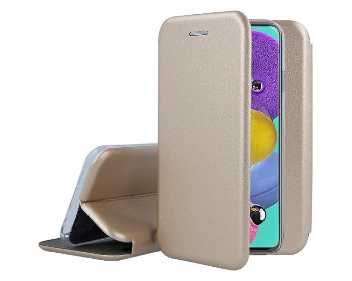 Smart Diva Book Case με Δυνατότητα Στήριξης - Gold (Samsung Galaxy A51 5G)
