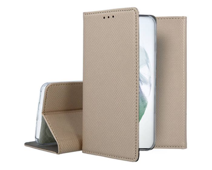 Forcell Smart Book Case με Δυνατότητα Stand Θήκη Πορτοφόλι Gold (Samsung Galaxy S22 Ultra 5G)