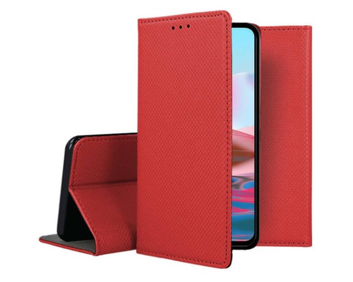 Forcell Smart Book Case με Δυνατότητα Stand Θήκη Πορτοφόλι Red (Xiaomi Redmi Note 10 / 10S / Poco M5s)