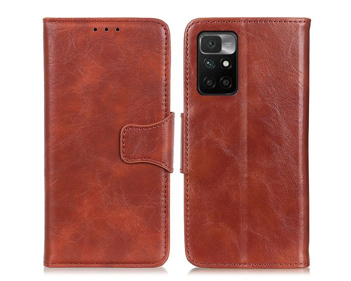 Crazy Horse Magnet Wallet Case Θήκη Πορτοφόλι με Δυνατότητα Stand - Brown (Xiaomi Redmi 10)