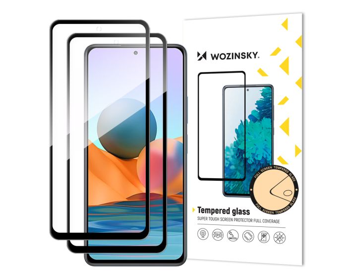 Wozinsky Full Glue Full Face Case Friendly 2Pack Black Αντιχαρακτικό Γυαλί 9H Tempered Glass (Xiaomi Redmi Note 10 Pro)