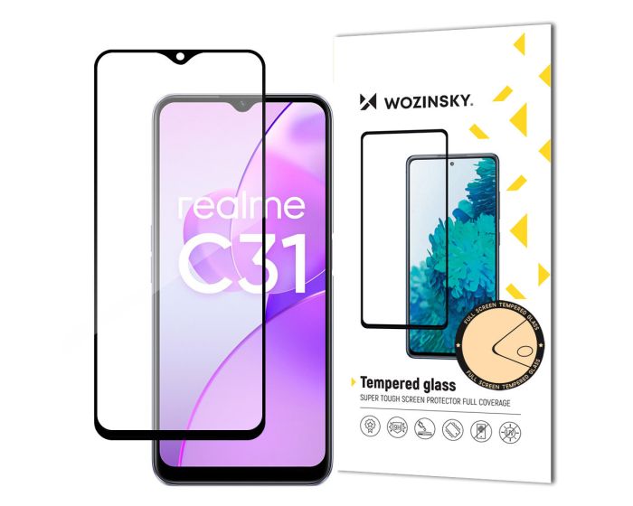 Wozinsky Full Glue Full Face Case Friendly Black Αντιχαρακτικό Γυαλί 9H Tempered Glass (Realme C31)