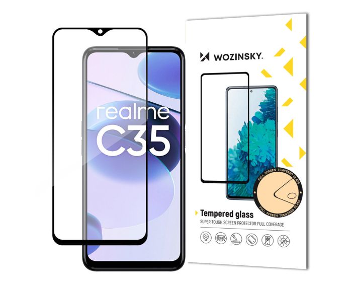 Wozinsky Full Glue Full Face Case Friendly Black Αντιχαρακτικό Γυαλί 9H Tempered Glass (Realme C35)