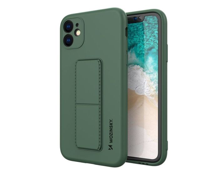 Wozinsky Kickstand Flexible Silicone Case - Θήκη Σιλικόνης με Stand Dark Green (iPhone 11)