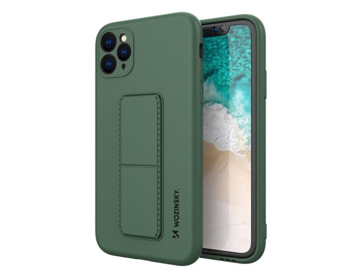 Wozinsky Kickstand Flexible Silicone Case - Θήκη Σιλικόνης με Stand Dark Green (iPhone 11 Pro)