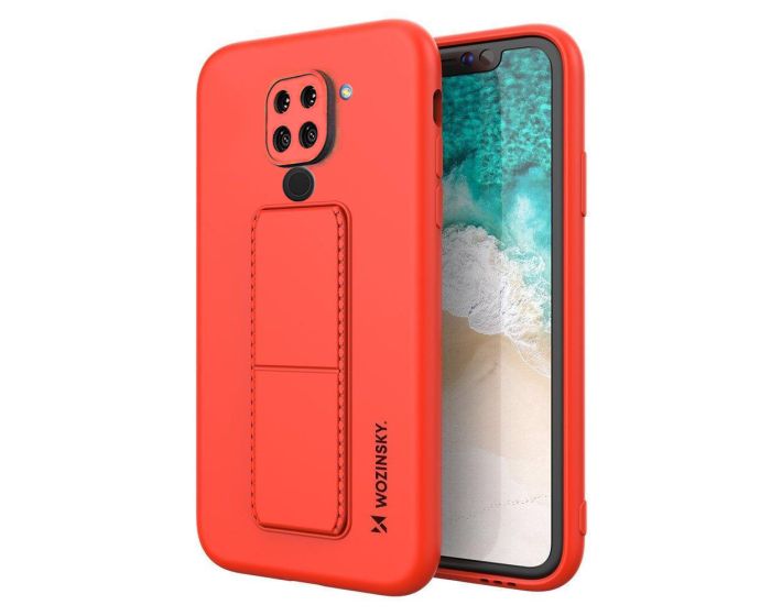 Wozinsky Kickstand Flexible Silicone Case - Θήκη Σιλικόνης με Stand Red (Xiaomi Redmi Note 9)