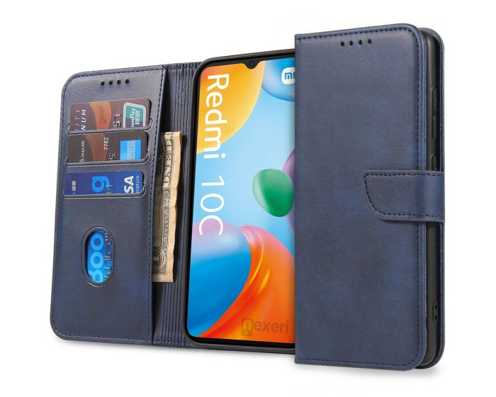 Nexeri Wallet Case Θήκη Πορτοφόλι με Stand - Navy Blue (Xiaomi Redmi 10C)