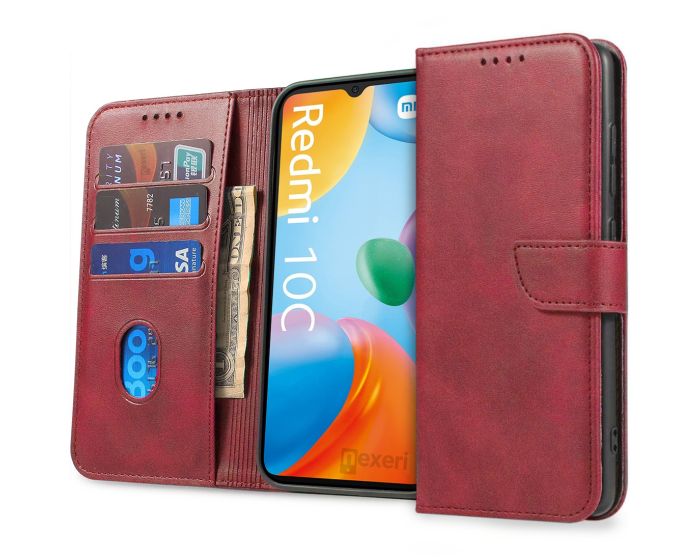 Nexeri Wallet Case Θήκη Πορτοφόλι με Stand - Red (Xiaomi Redmi 10C)