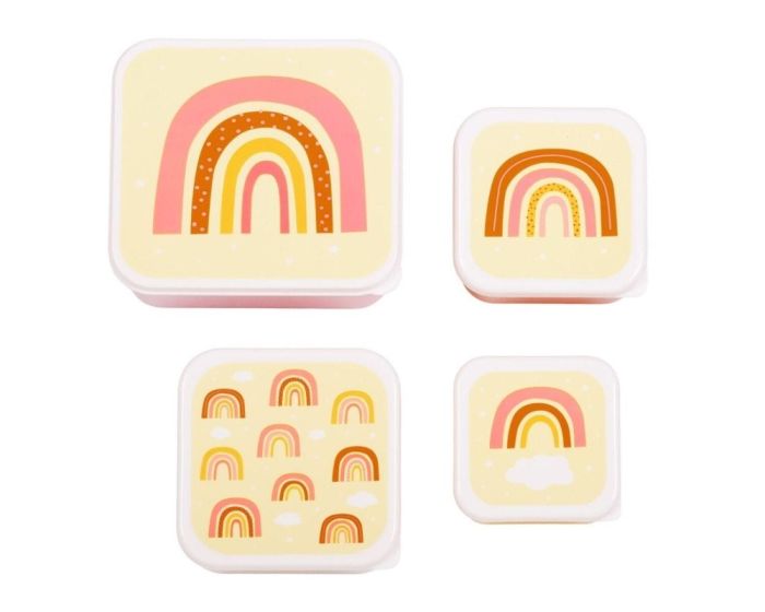 A Little Lovely Company Lunch Box 4x Set Δοχεία Φαγητού - Rainbows