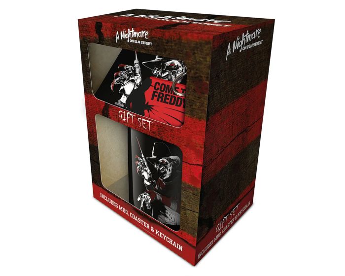 A Nightmare on Elm Street (Never Sleep) Mug, Coaster and Keychain Set