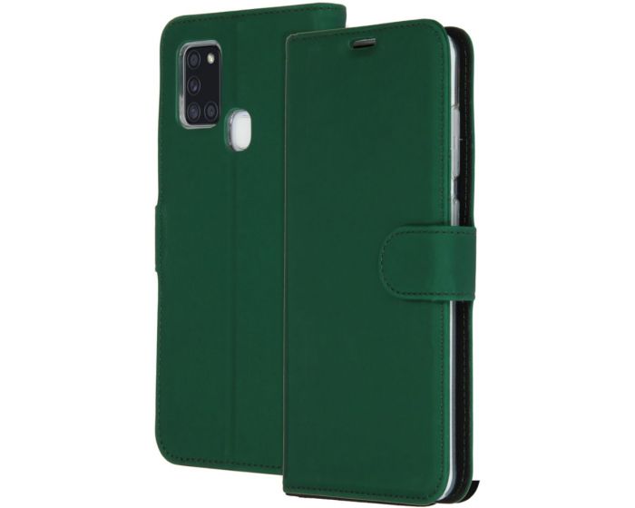 Accezz Booklet Wallet Case Θήκη Πορτοφόλι με Stand - Green (Samsung Galaxy A21s)