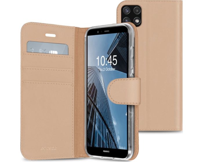 Accezz Booklet Wallet Case Θήκη Πορτοφόλι με Stand - Gold (Samsung Galaxy A22 5G)
