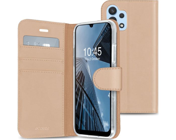 Accezz Booklet Wallet Case Θήκη Πορτοφόλι με Stand - Gold (Samsung Galaxy A32 4G)