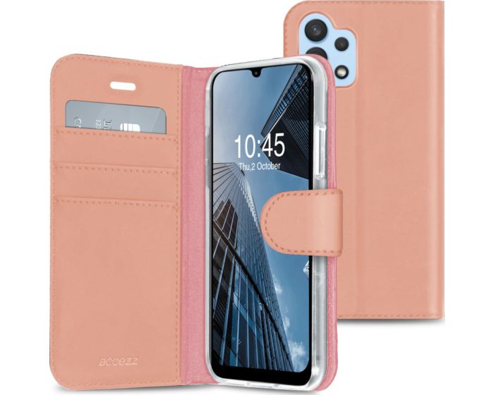 Accezz Booklet Wallet Case Θήκη Πορτοφόλι με Stand - Rose Gold (Samsung Galaxy A32 4G)