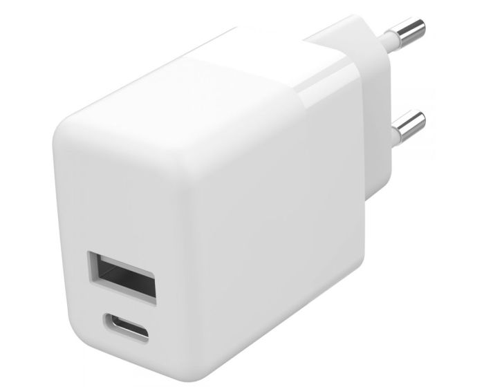 Accezz Wall Charger USB-A Type-C 20W PD Φορτιστής Τοίχου - White
