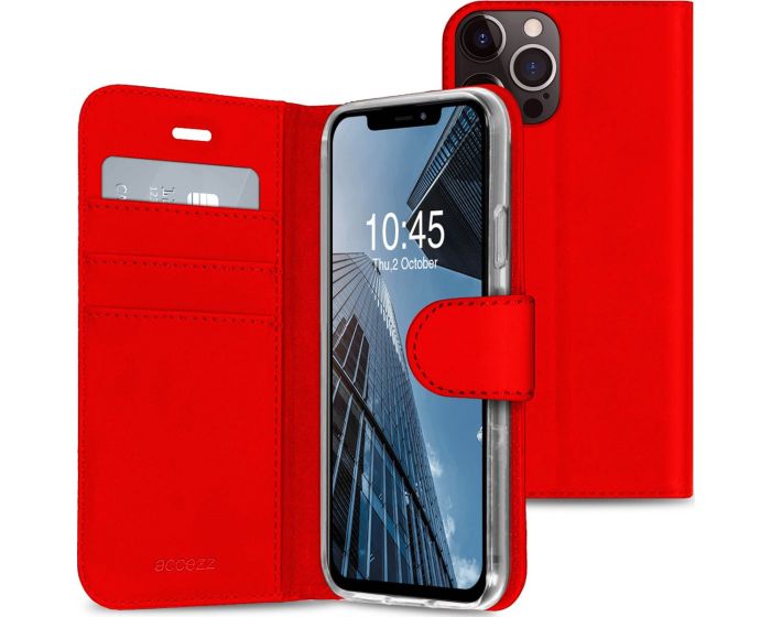 Accezz Booklet Wallet Case Θήκη Πορτοφόλι με Stand - Red (iPhone 13 Pro Max)