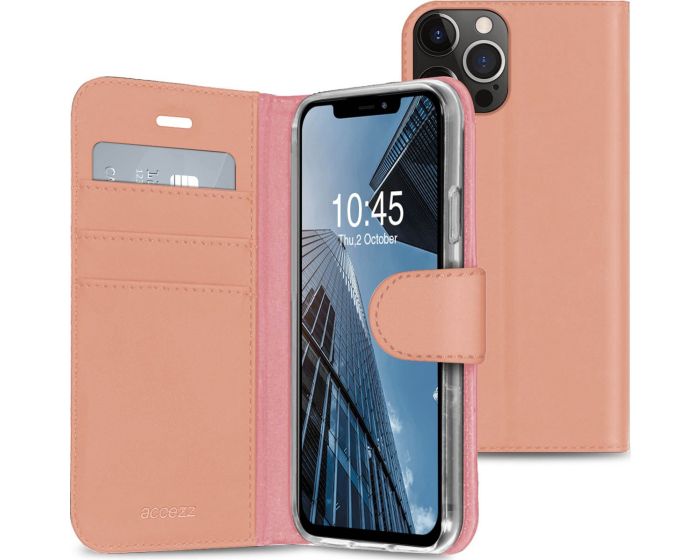 Accezz Booklet Wallet Case Θήκη Πορτοφόλι με Stand - Rose Gold (iPhone 13 Pro Max)
