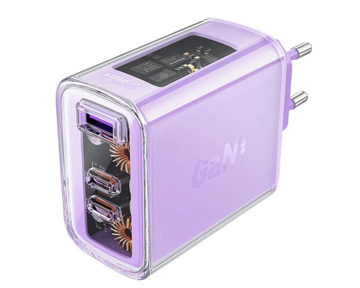 Acefast A45 Color Series Wall Charger GaN3 65W 2x Type-C / USB PD QC 3.0 - Purple