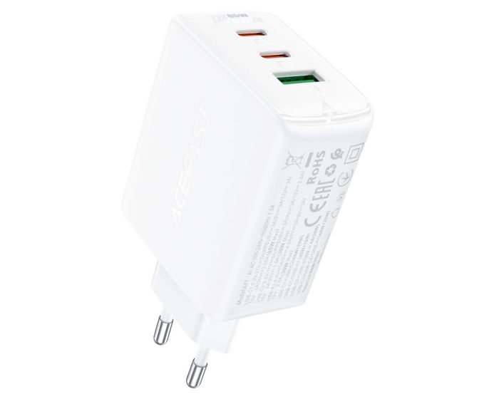 Acefast A41 PWRup Wall Charger GaN 65W 2x Type-C / USB PD QC 3.0 - White
