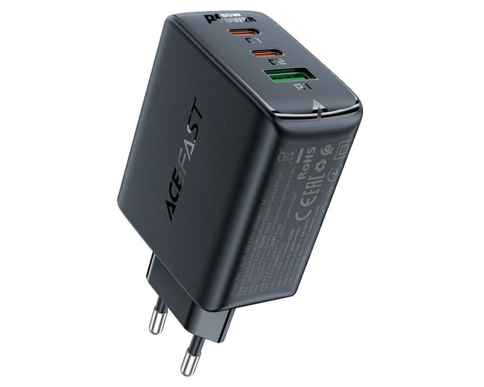 Acefast A41 PWRup Wall Charger GaN 65W 2x Type-C / USB PD QC 3.0 - Black