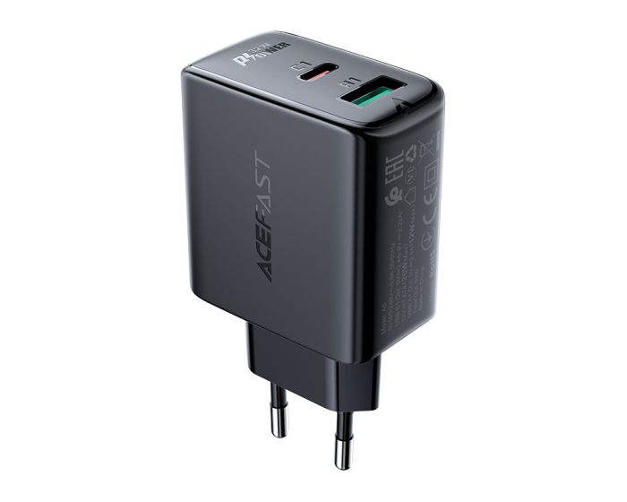 Acefast A5 GaN Wall Charger 32W Type-C PD / USB QC 3.0 - Black