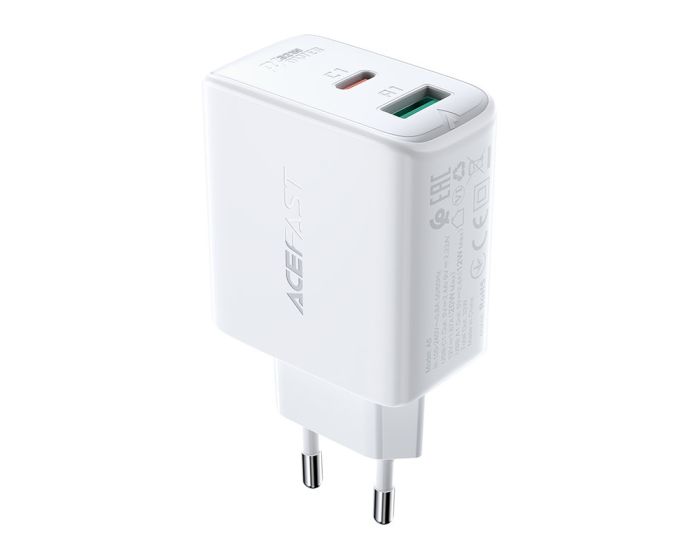 Acefast A5 GaN Wall Charger 32W Type-C PD / USB QC 3.0 - White