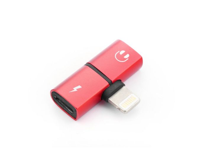 Adapter HF/audio Iphone Lightning + Charging Red