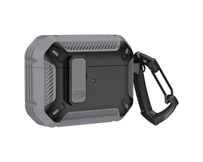 Armor Shockproof Airpods 4 Case with Carabiner Θήκη για Apple AirPods 4 - Gray