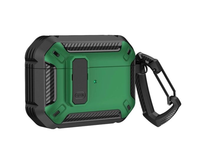 Armor Shockproof Airpods 4 Case with Carabiner Θήκη για Apple AirPods 4 - Green