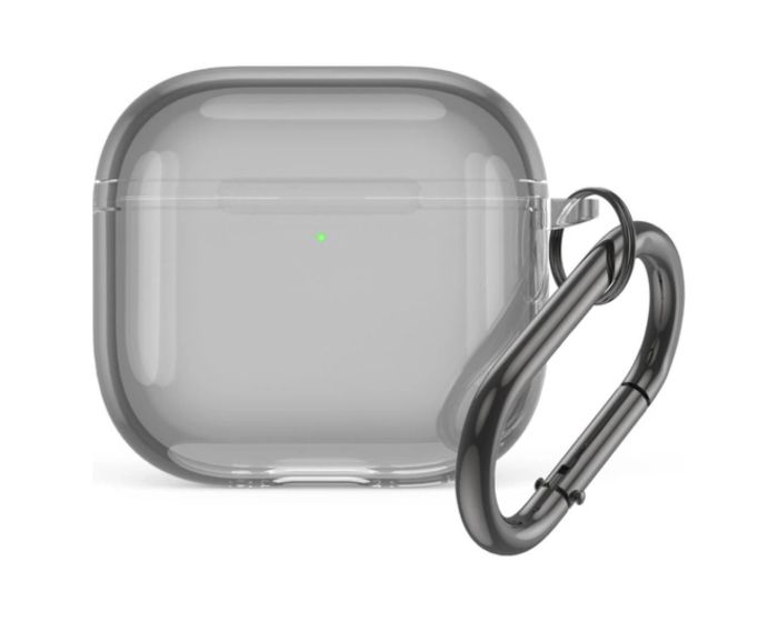 TPU Acrylic Apple AirPods 4 Case with Carabiner Θήκη για Apple AirPods 4 - Transparent / Gray