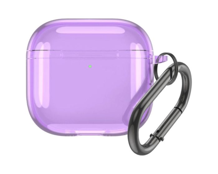 TPU Acrylic Apple AirPods 4 Case with Carabiner Θήκη για Apple AirPods 4 - Transparent / Purple