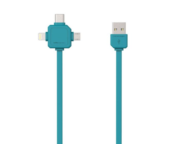 Allocacoc USBcable 3in1 Καλώδιο Φόρτισης Micro USB / Lightning / Type-C 1.5m - Blue